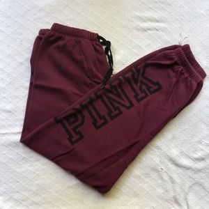 PINK! Victoria Secret Maroon Joggers